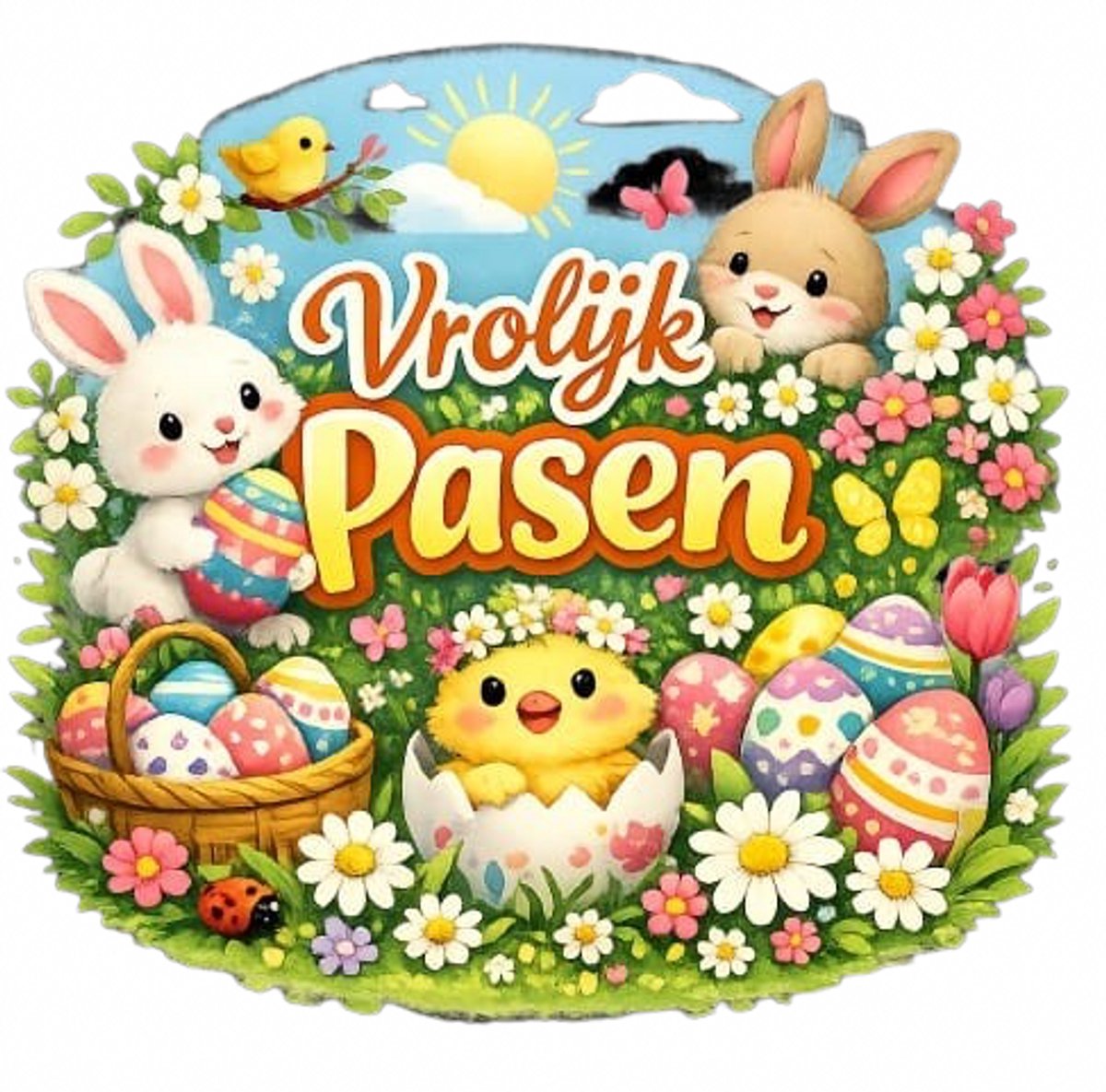 Vrolijk Pasen - Raamsticker - Pasen - Statische Sticker - Herbruikbaar
