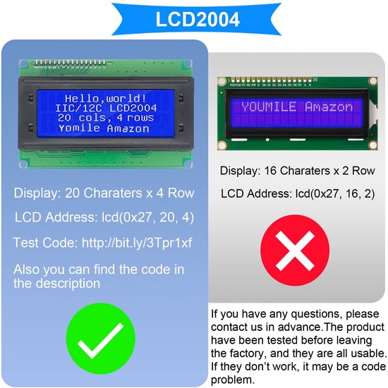 LCD Display Module 20x4 met I2C Interface voor Arduino Projecten | bol