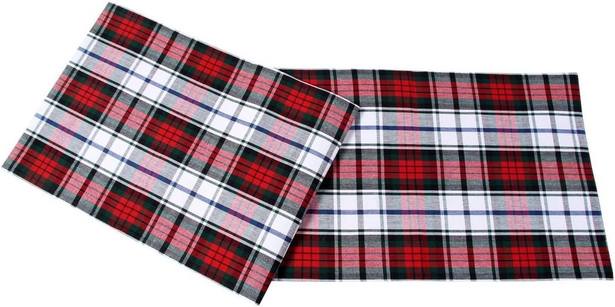 Set van 2 geruite placemats - Katoenen placemats 30 x 45 cm in rood, wit en groen