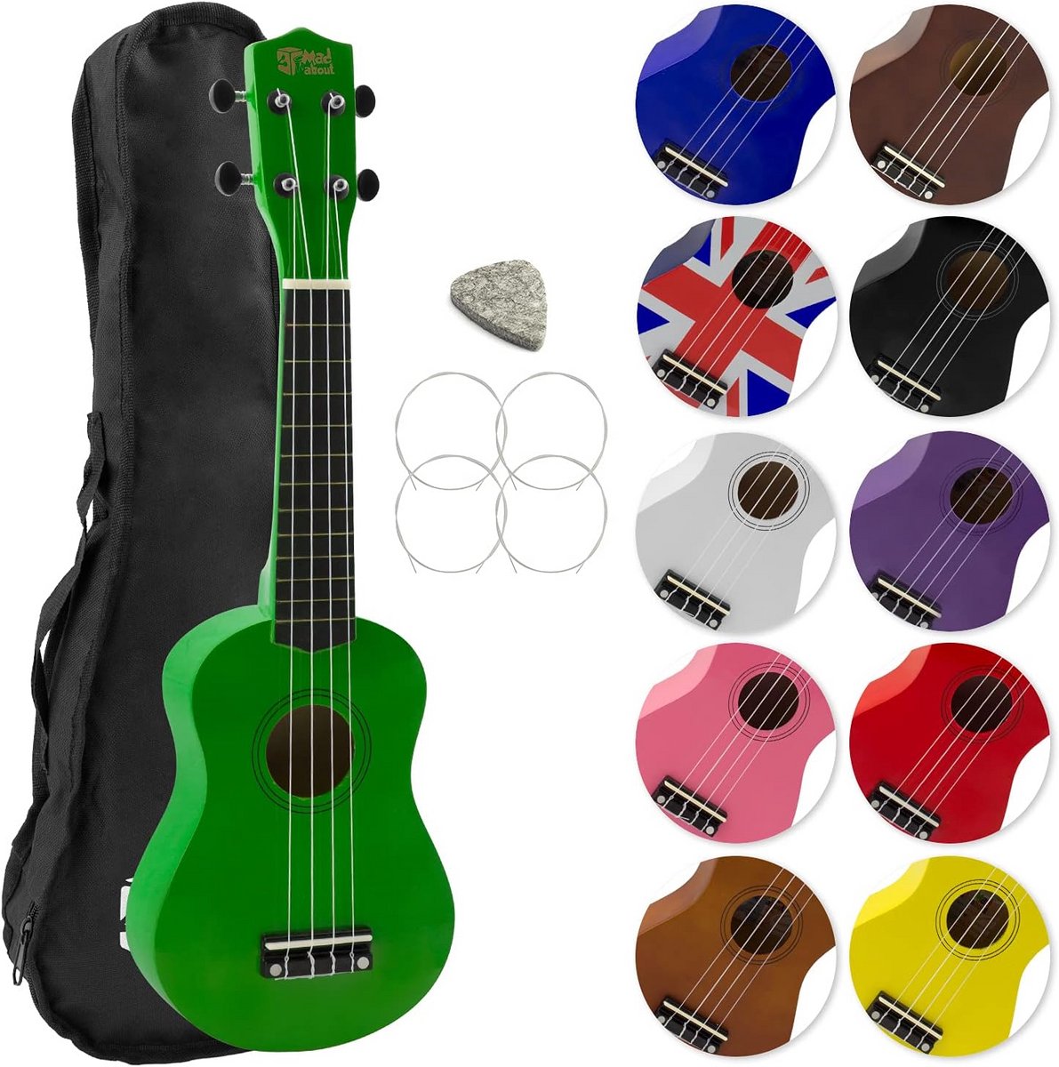 Soprano Ukelele voor Beginners met Tas en Accessoires - Groen