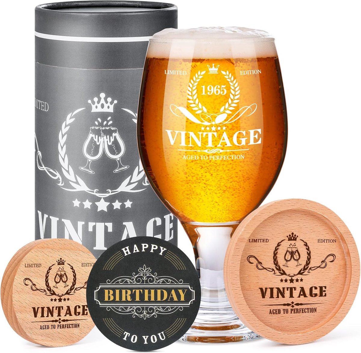 60e Verjaardagscadeaus voor Mannen en Vrouwen - Gepersonaliseerd 14 oz Bierglas
