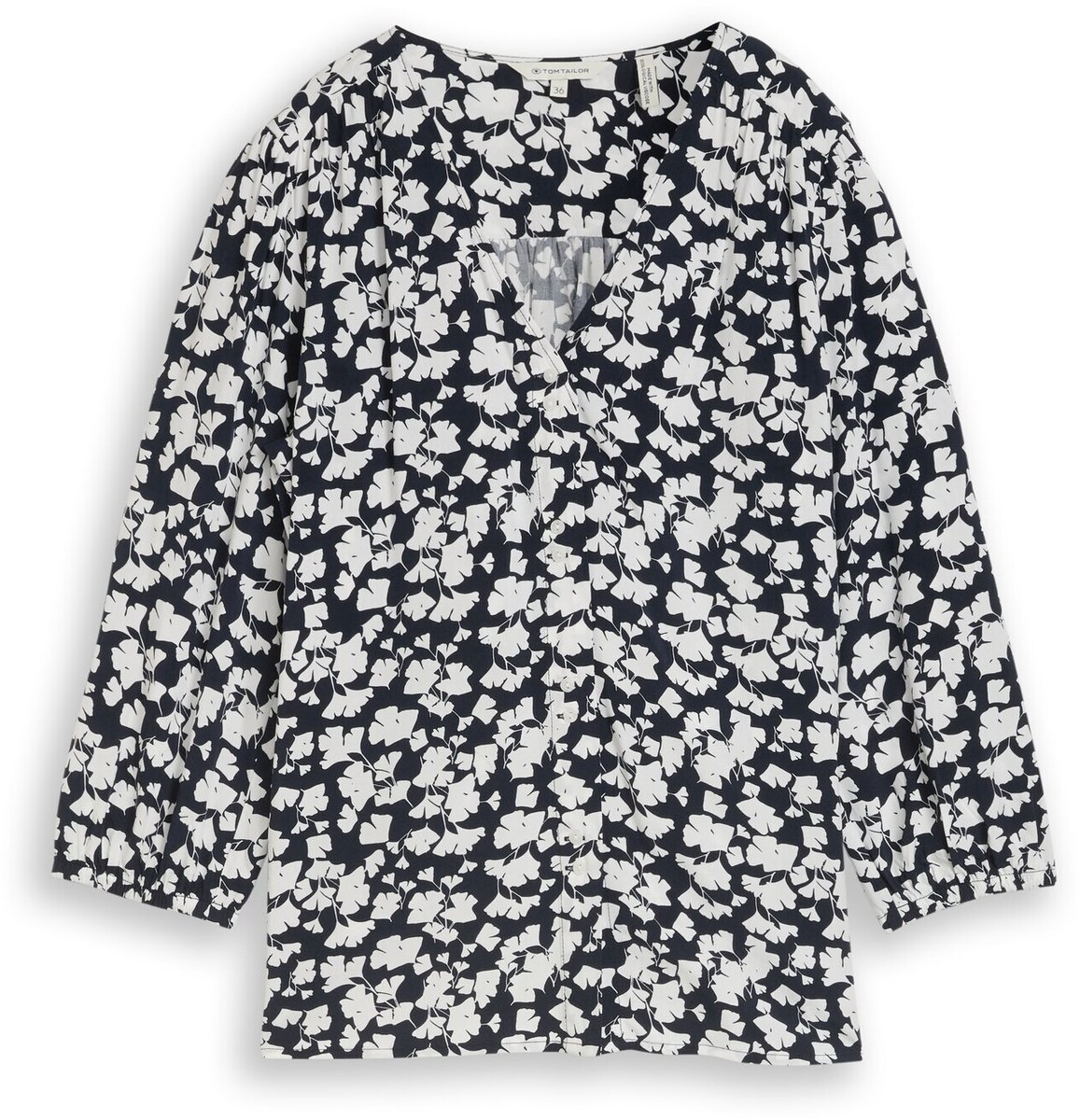 Tom Tailor - Blouse van viscose - Maat 34 - blue ginkgo minimal