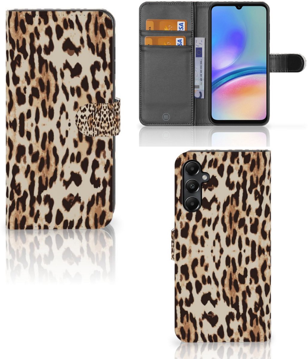 Samsung Galaxy A05s Telefoonhoesje met Pasjes Leopard