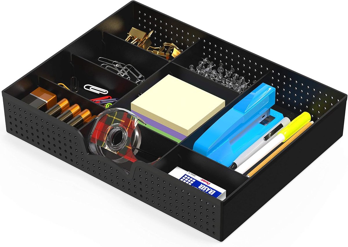 Lade Organizer Tray met 9 Verstelbare Compartimenten - Zwart