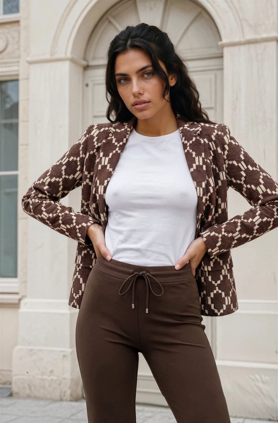 MI PIACE - Travel Blazer Ikat Print 202015 Espresso - Maat : XL