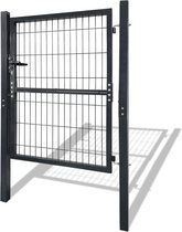 125x100cm Tuinpoort van Verzinkt Staal, Tuinvleugeldeuren met Enkel Golfrooster, Hoogwaardig Slot, Deurklink en Sleutels, Tuinhek voor Opritdeur en Magazijnen/Bouwplaatsen, NAIZY