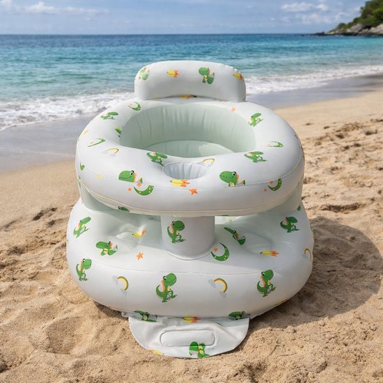 Opblaasstoel dino - Opblaasbare Baby Stoel - Zelfopblazend Kinderzitje voor baby´s vanaf 4 maanden - Zacht en Veilig Baby Stoeltje - Ideaal voor thuis, Vakantie & Bezoek - Babystoel - Baby Zitje - Kraamcadeau van Merkloos — afbeelding 2
