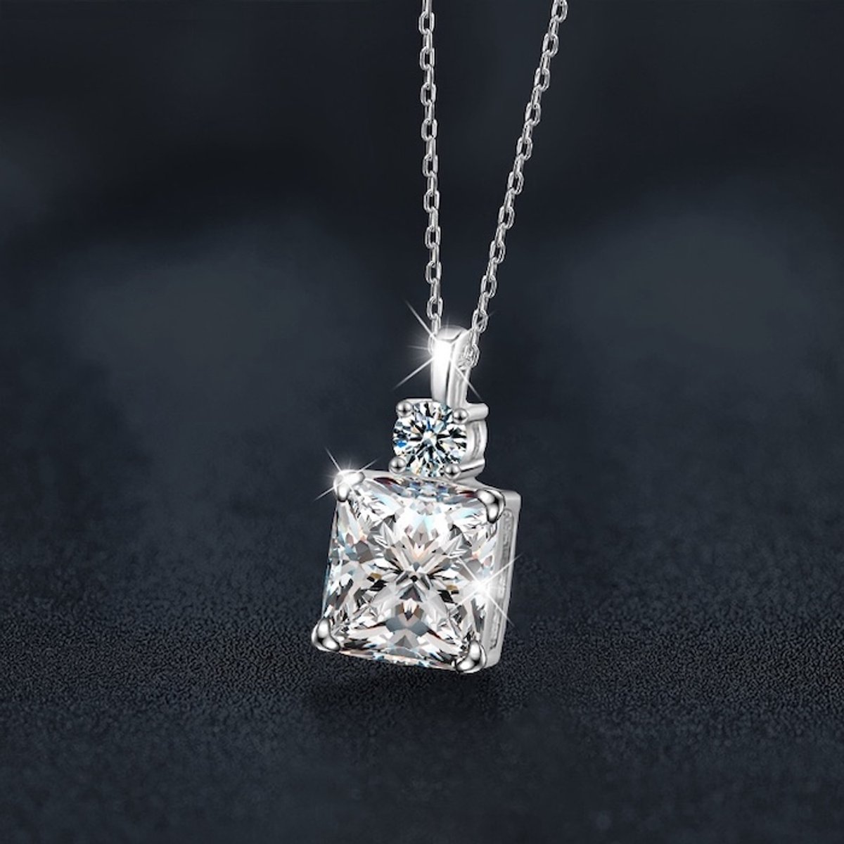 Princess Cut Moissaniet Hanger Ketting-Met GRA-certificaat
