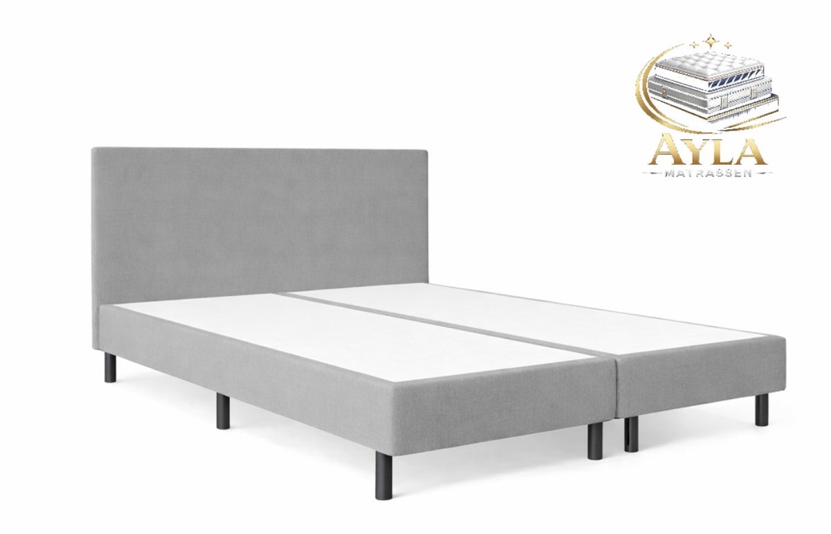 Boxspring Ayla Royal - 140x200 Zonder matras - Grijs Glad - Ayla Matrassen - 2 persoons
