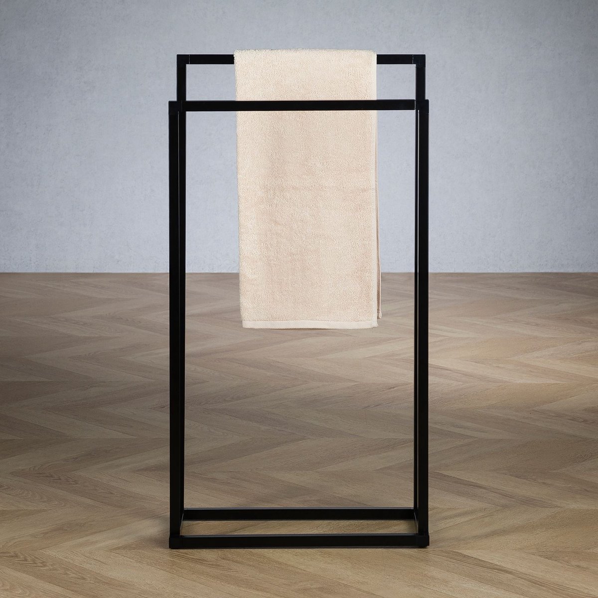 Handdoekstang MAILO zwart - Handdoekstang met 2 stangen, vrijstaand en ruimtebesparend, modern - hoofdafbeelding Handdoekstang MAILO zwart - Handdoekstang met 2 stangen, vrijstaand en ruimtebesparend, modern - hoofdafbeelding