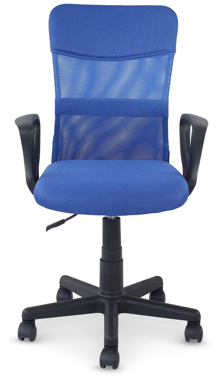 JOGO in hoogte verstelbare bureaustoel, blauw - ergonomische bureaustoel met armleuningen, bureaustoel met ademende netbespanning, stoel voor kantoor en thuiskantoor - main image