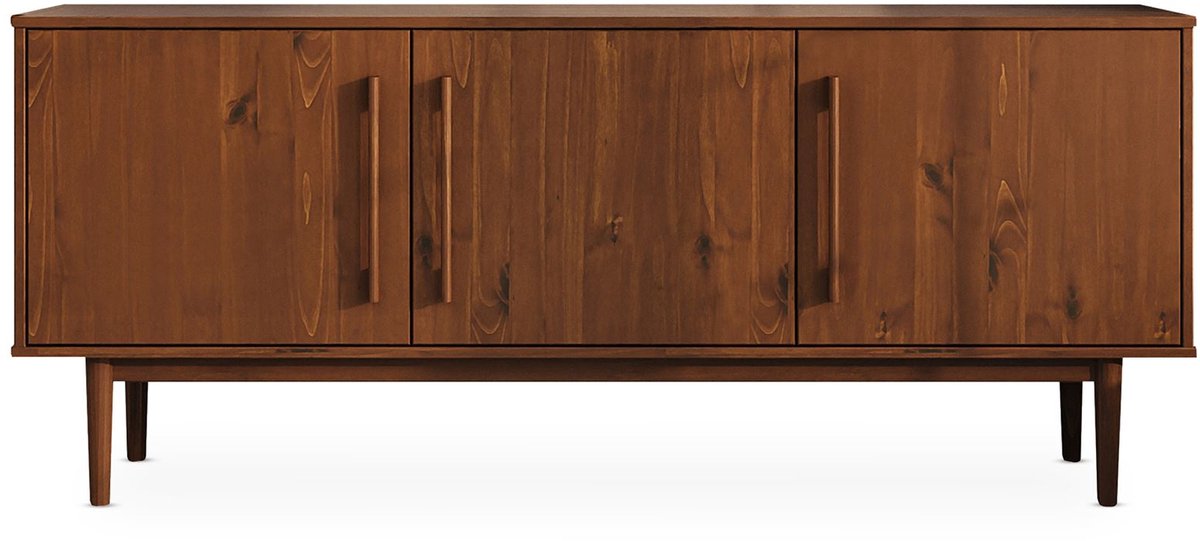 IDIMEX Sideboard TECCA 170 cm met 3 deuren van massief hout – afwerking in kastanje bruin
