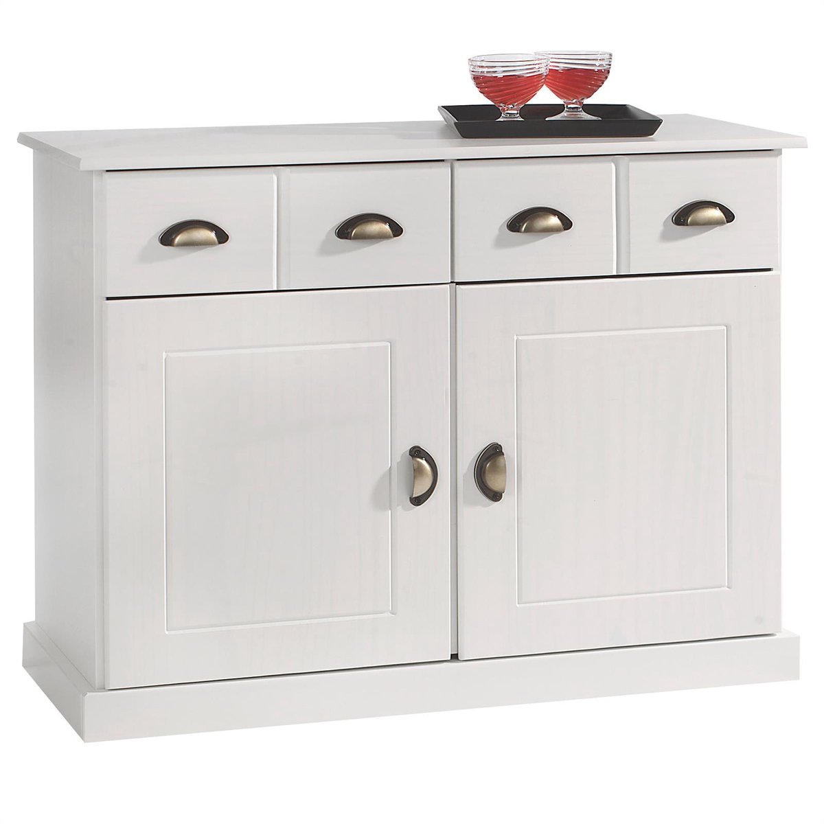 Commode PARIS 90 cm van massief hout - Wit