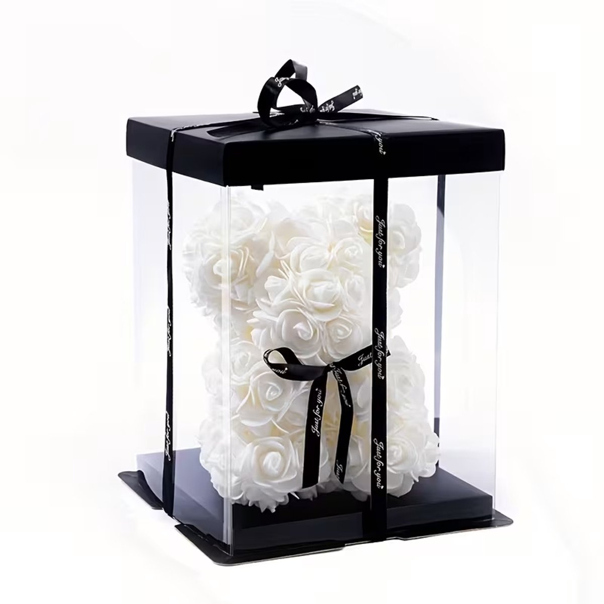 Rozen beer - Rose Bear - 25 cm - Inclusief Giftbox - Wit