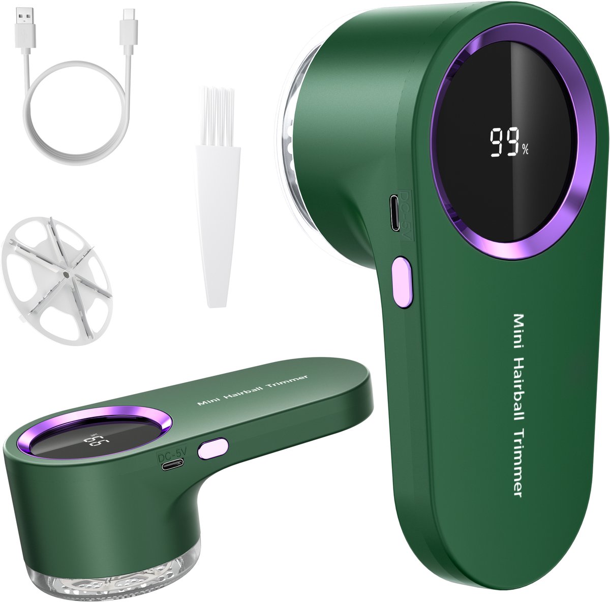 PolkaHome® pluizenverwijderaar, Pluisverwijderaar Kleding Oplaadbaar – Elektrische Ontpluizer – Dubbel Mes – Draagbaar – Batterij-indicator – Voor Kleding, Bank & Dekens - Pluisverwijderaar - Groen