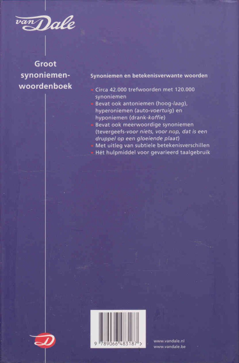 Van Dale Groot Synoniemenwoordenboek - back cover