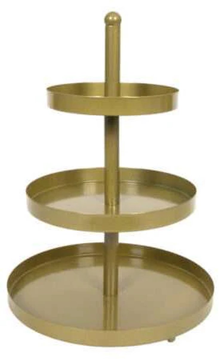 Cookinglife Etagere Food for Fun Goud - Ø 15, 20 & 25 cm - 3-laags 35 cm Hoog - Metaal Serveertoren voor Hapjes en Petit Fours