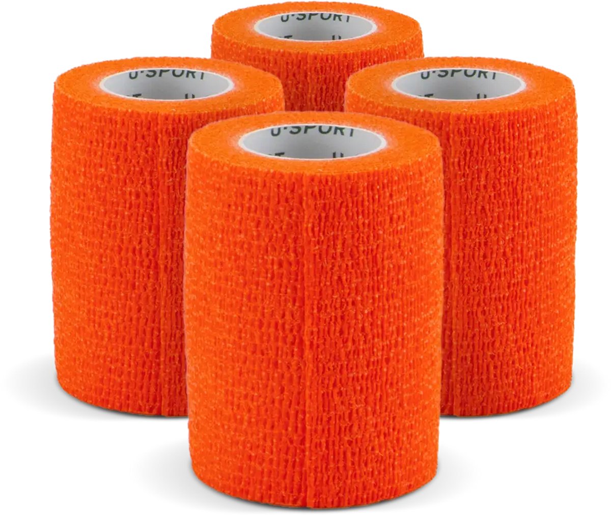 U-Sport Athlete Sock Wrap - Oranje - 4 stuks - 7,5 cm x 5 m - Zelfhechtend - Cohesief Verband - Voor Voetbal & Gripsokken