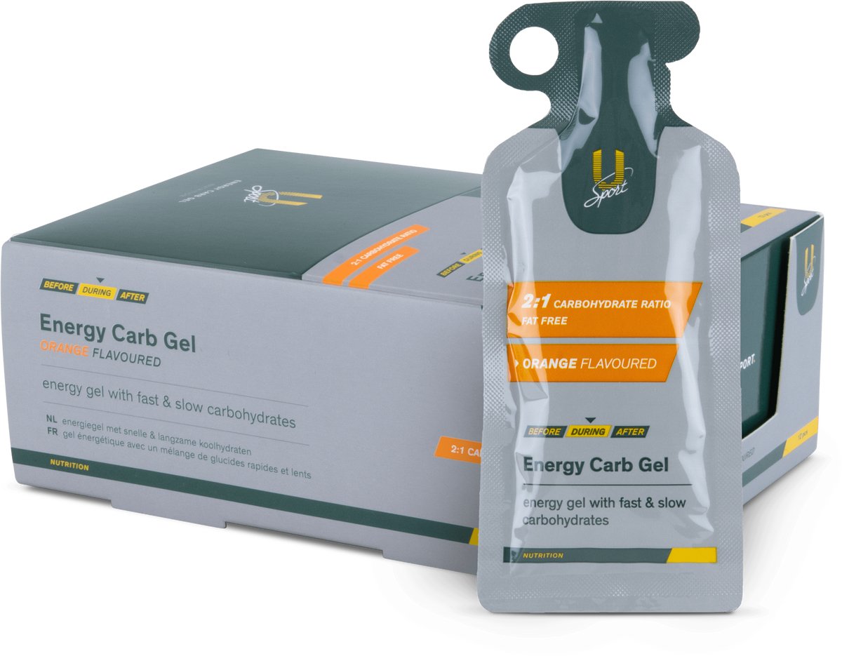 U-Sport Energy Carb Gel Orange - 30g Koolhydraten - 2:1 Glucose/Fructose - Maagvriendelijk - NZVT - Sinaasappel