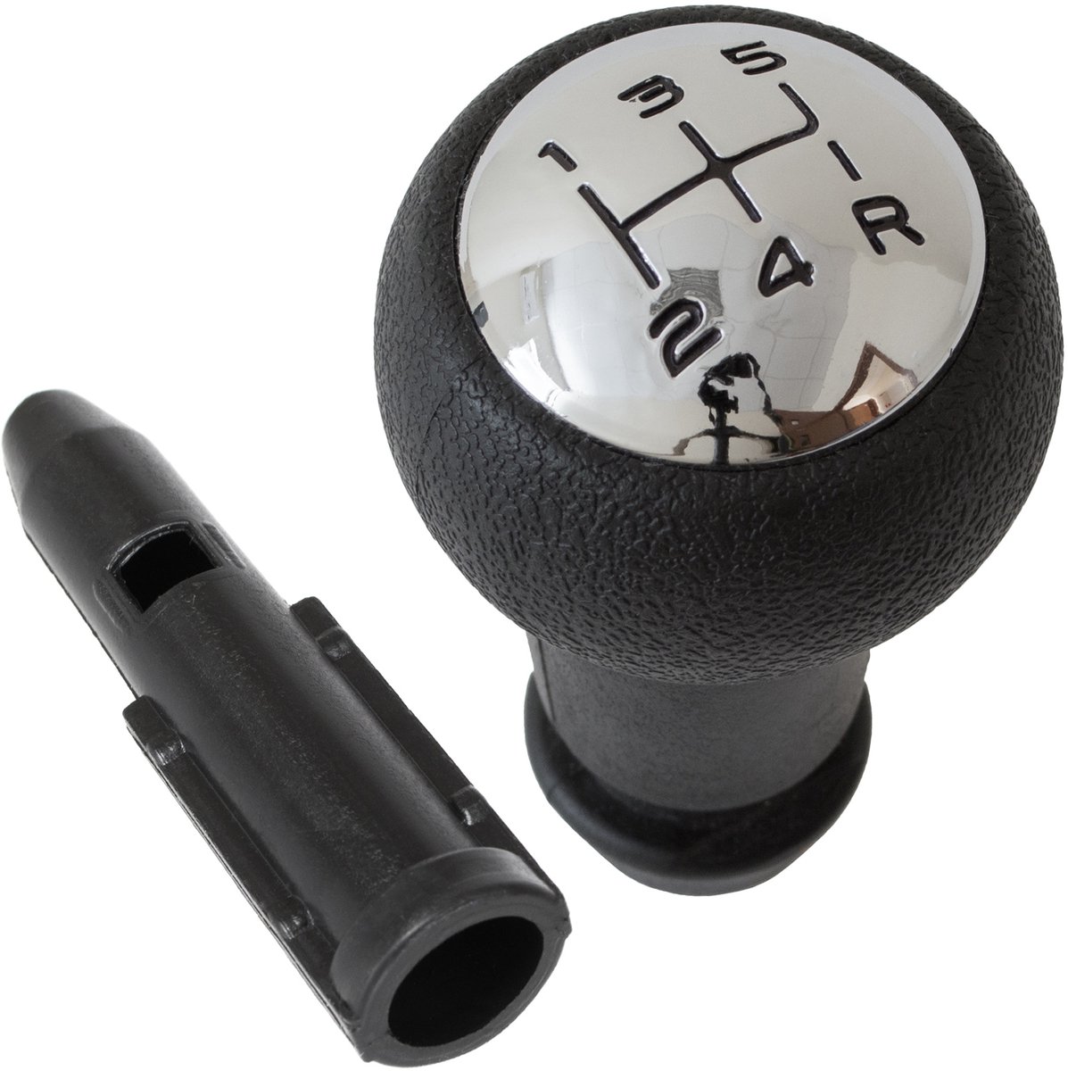 Modecar Versnellingsknop Set - Peugeot - Adapter - Zwart met Chroom - 5-traps met R