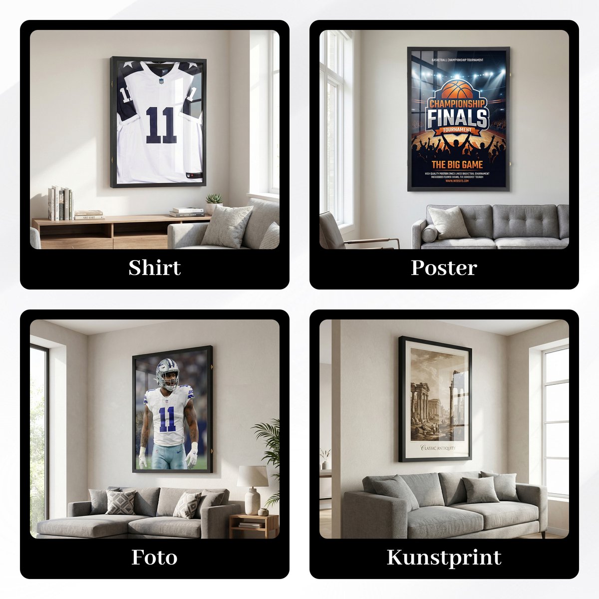 Bayt Wissellijst- Fotolijst - Inlijsten Voetbalshirt - Diepe lijst - 60x80cm - 3D Box Frame - Zwart — cadeau in Wonen & Interieur - foto 7