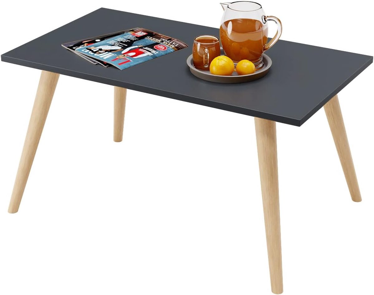 BOGATECO Scandinavische Salontafel 90 x 50 x 47 cm - Banktafel met Beukenhouten Poten - Moderne Woonkamertafel - Keuze uit 7 Kleuren
