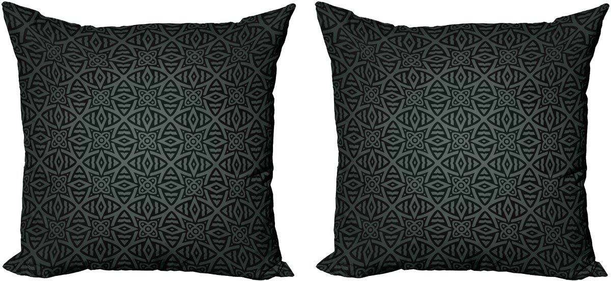 ABAKUHAUS Donkergrijze decoratieve kussenhoes, 2 stuks, Folk Keltisch bloemenpatroon, 50x50 cm, Zwartgrijs