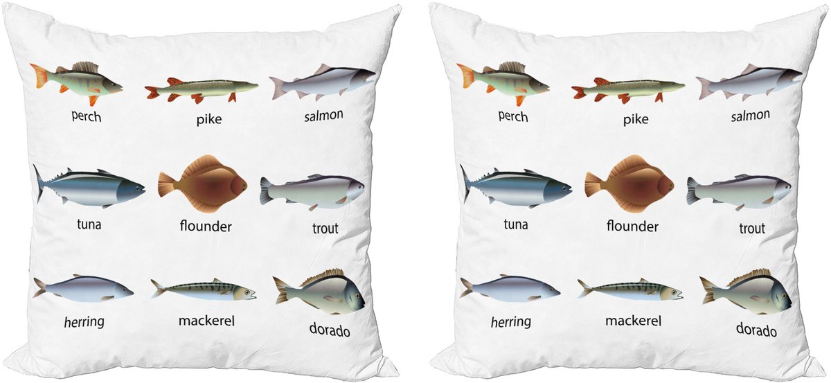 ABAKUHAUS Decoratieve kussenhoes met vismotief, 2 stuks, compositie met waterdier 60x60 cm, meerkleurig