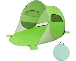 KOMFOTTEU Strandtent Pop-up strandtent voor 3-4 personen, tent met zonneklep, windscherm, gemakkelijk draagbaar met draagtas, zonnetent voor familie, strand, camping, gazon, tuin (groen)
