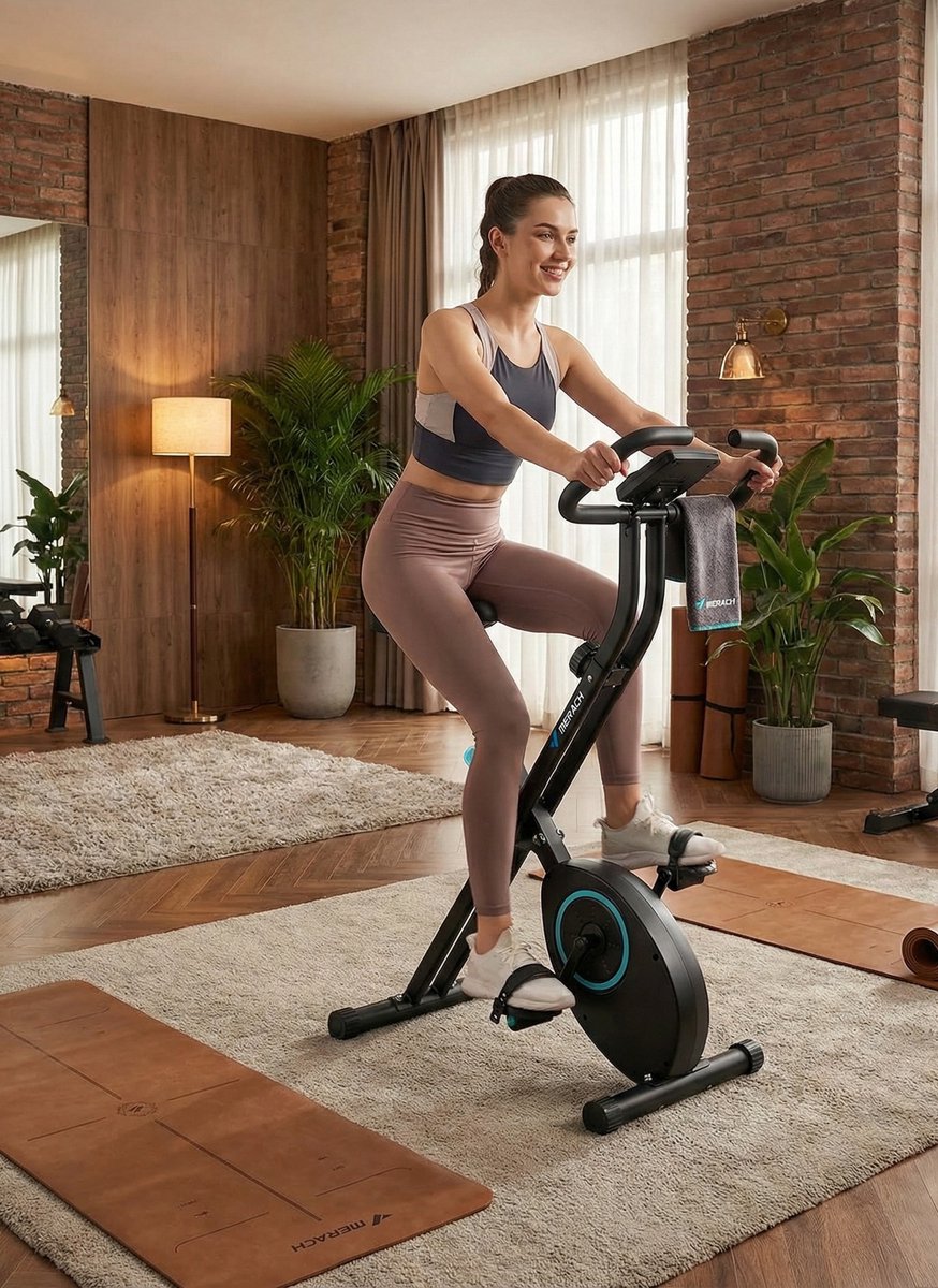 Hometrainer Inklapbaar – Magnetische Ergometer met LCD Monitor – 16 Weerstandsniveaus – Comfortabele Zitting – Ruimtebesparende Fitnessfiets voor Thuisgebruik – Tot 136 kg – Designbest