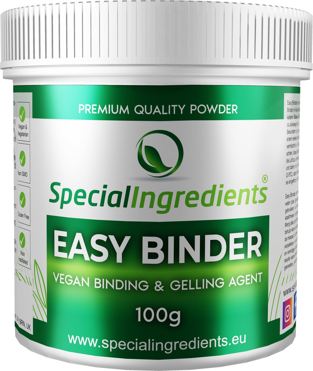 Easy Binder - 100 g - Veganistisch Bindmiddel - Moderne Gastronomie - Moleculair Koken - Hersluitbare Pot - Recycled Plastic