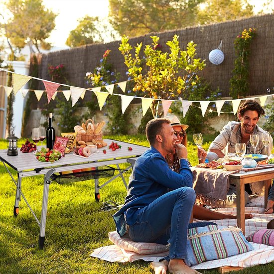 90x52cm Opvouwbare Campingtafel, 45cm-68cm in Hoogte Verstelbaar, Buffettafel Belasting tot 30kg, Aluminium Vouwtafels met Inklapbaar Tafelblad en Draagtas, Zilveren Klaptafel voor Strand/Picknick/Balkon/Tuin, NAIZY van Merkloos — afbeelding 4