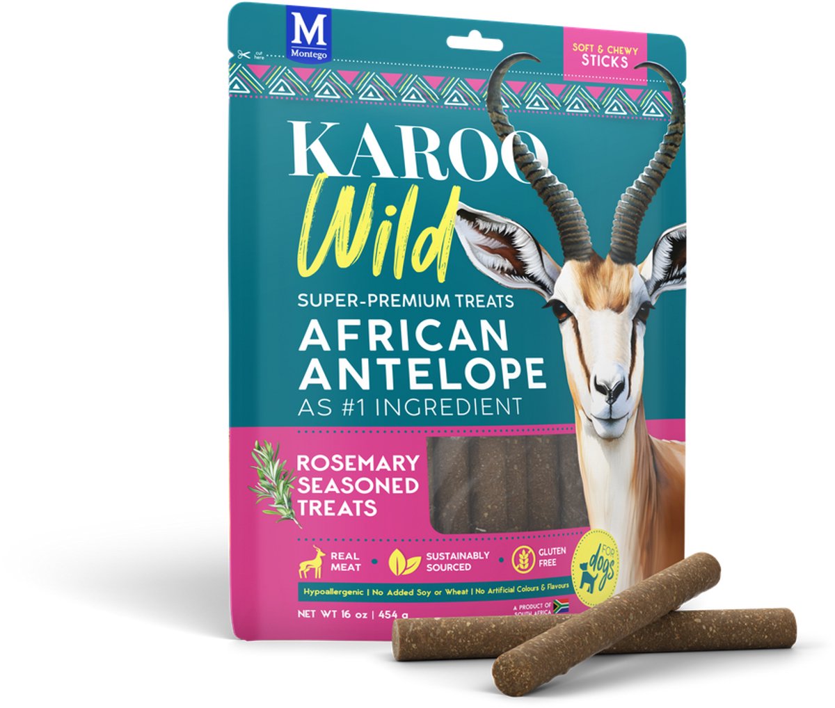 Montego Karoo Wild Sticks Rosemary (African Antelope) Super-Premium Hondensnack 227gr