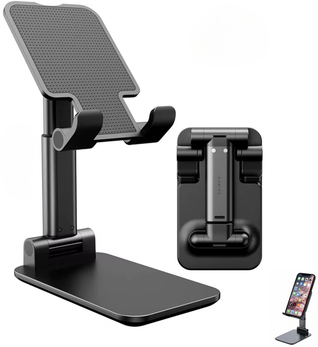 PureVolt Telefoonhouder Bureau Compact - Inklapbare Telefoonstandaard - Smartphone & Tablet Houder - GSM Statief - Zwart