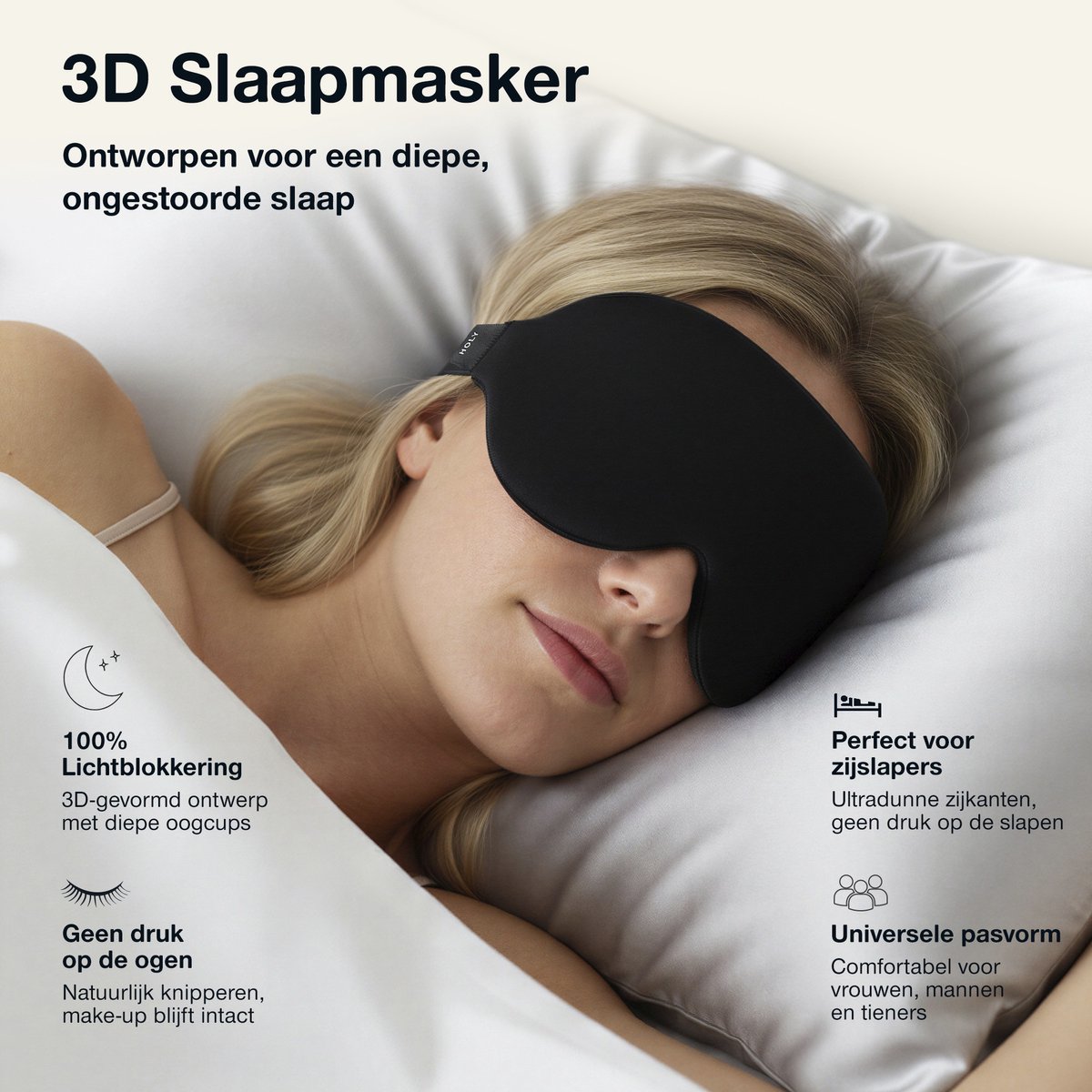 Holy Sleep Mask - Slaapmasker - Slaapmasker voor Zijslapers - 3D Slaapmasker - Slaapmasker voor Vrouwen & Mannen - Comfortabel Traagschuim - Zero Pressure Eye Mask - Zwart — afbeelding 4