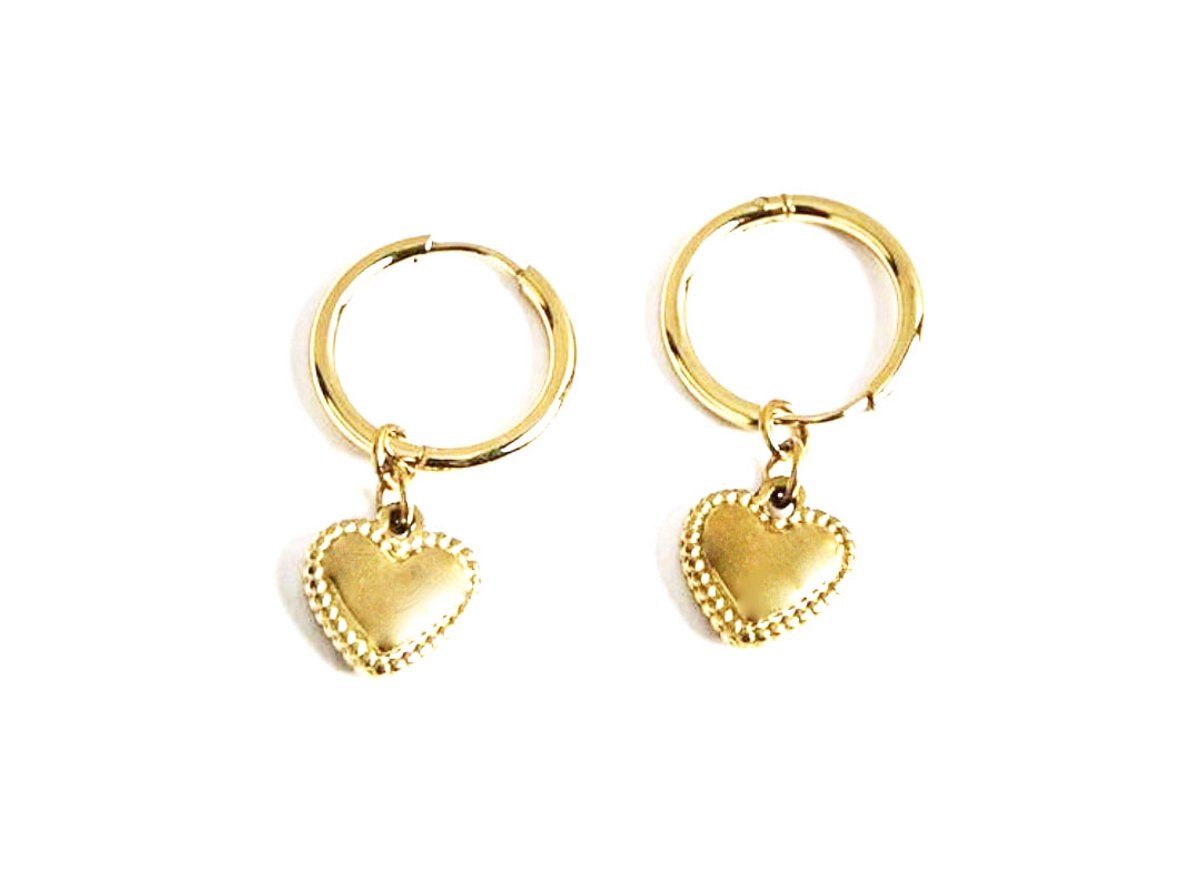 Oorbellen Hartjes- Meisjes Oorbellen Hartje- Goudkleurig- Stainless Steel- Kinderoorbellen- Cadeau Meisje- LiLaLove- Kind