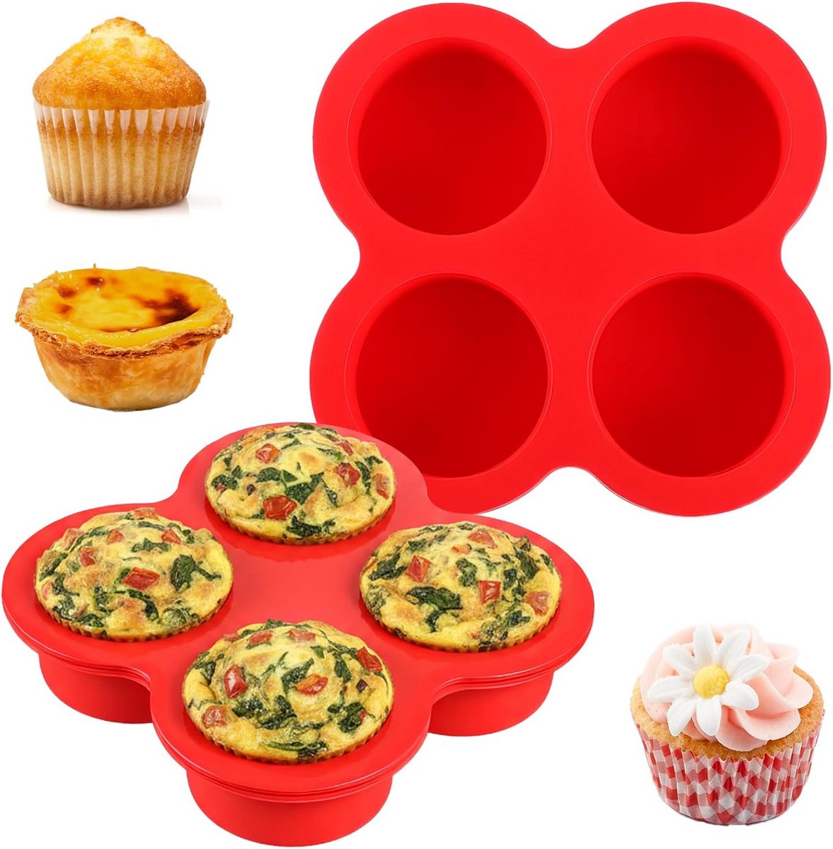 Set van 2 Siliconen Bakvormen voor Eierbeten en Muffin