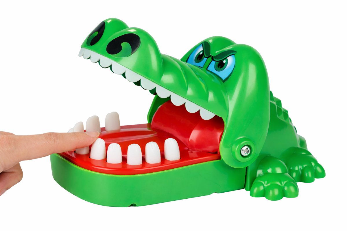 Eddy Toys Krokodillen Bijtspel – Crocodile Game Reactiespel voor Kinderen en Familie – Druk Tanden Spel met Verrassingsbeet – Compact Interactief Spel