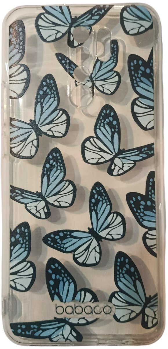 BABACO telefoonhoesje / case - XIAOMI redmi 9 - blauwe vlinders / transparant
