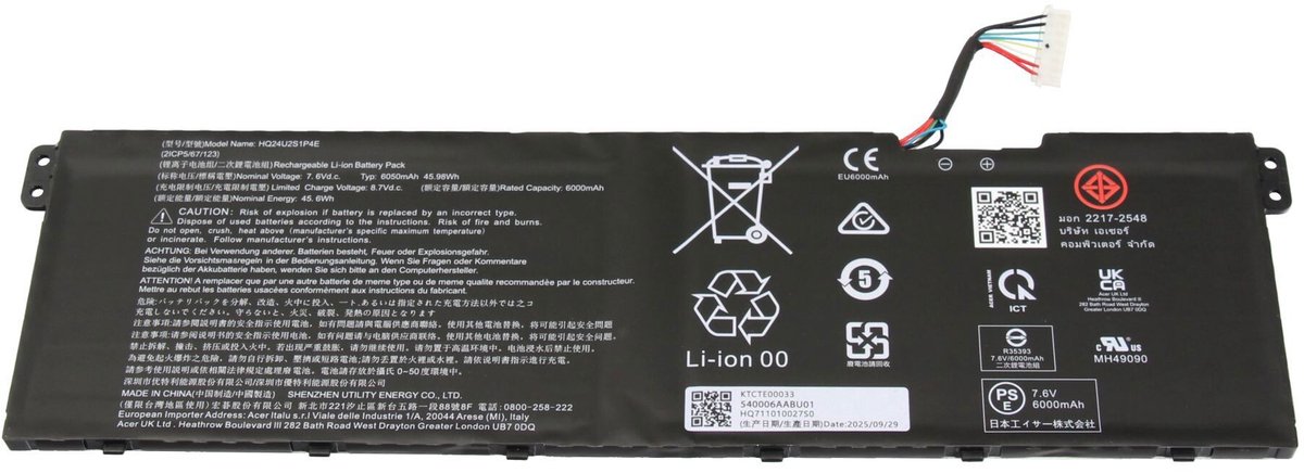 Acer KT.CTE00.033 Batterij - 45,6Wh