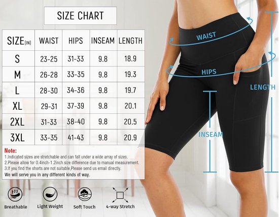 4-Pack Yoga Shorts met Zakken voor Dames - Hoge Taille Atletische Gym en Hardloopshort — afbeelding 3