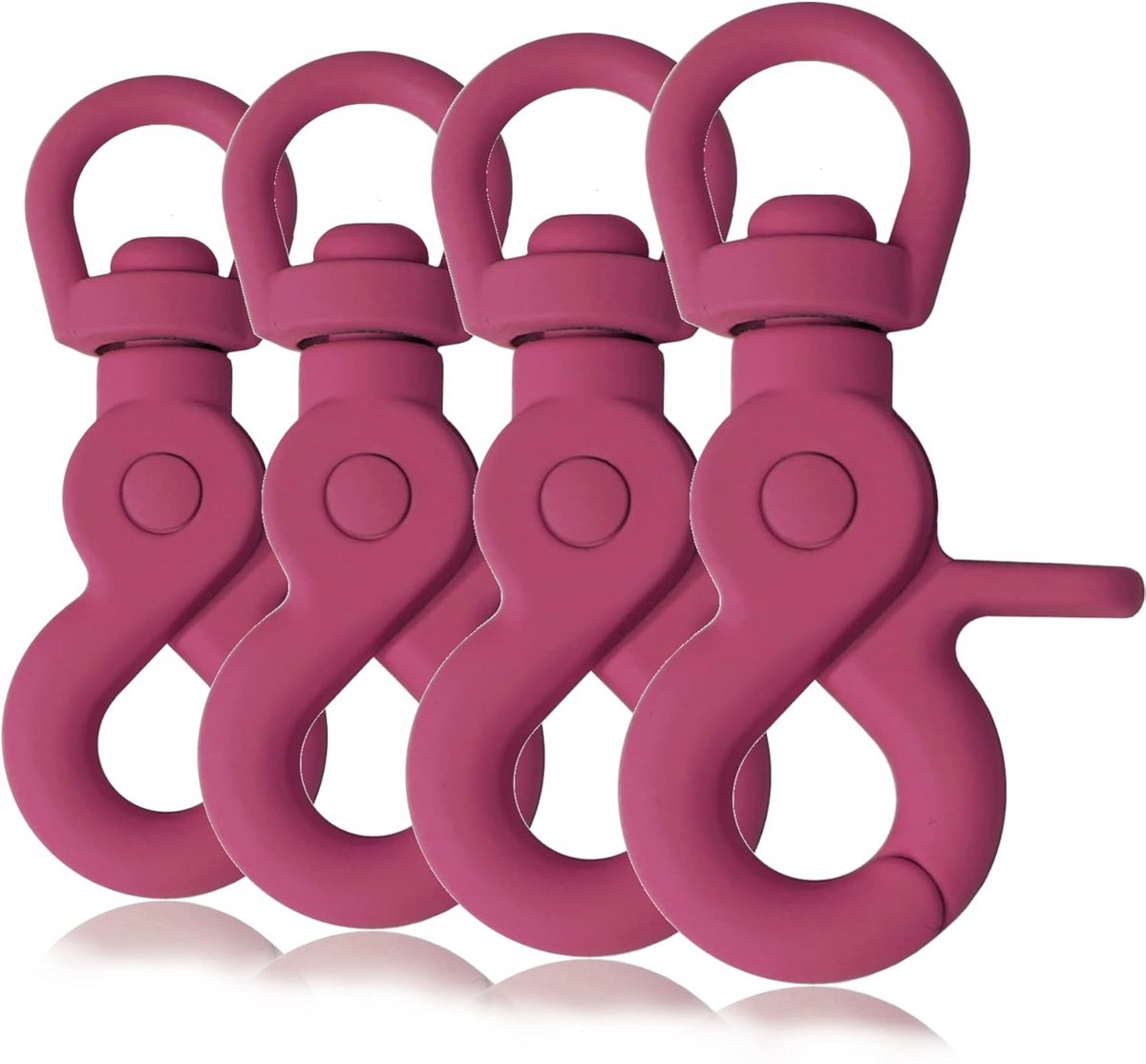 4x Schuifkarabijnhaak met Draaikop en Siliconen Coating voor Hondentuig of Halsband - Magenda
