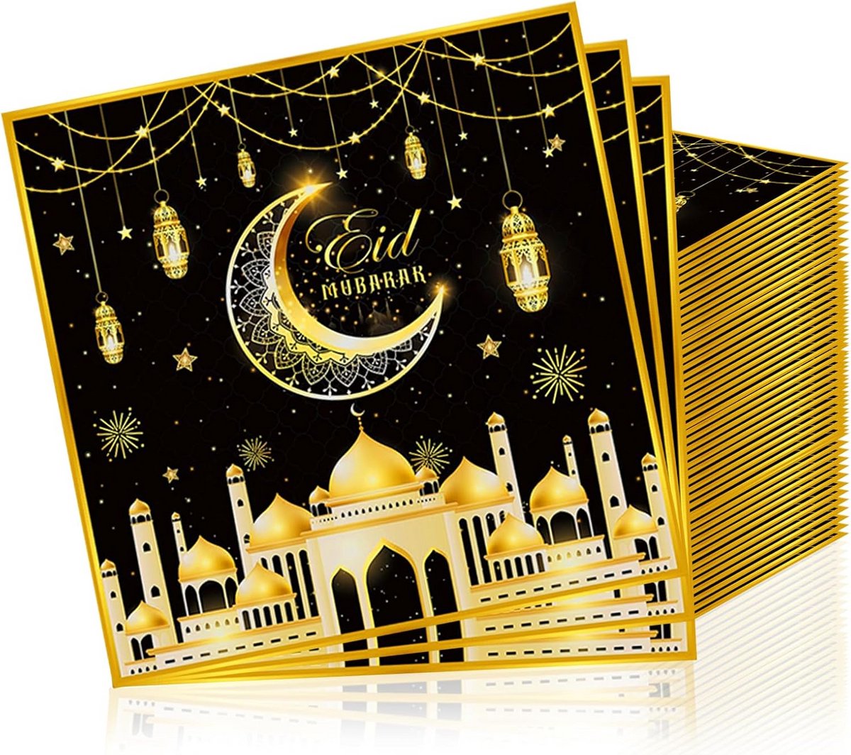 Decoratieve Papieren Servetten Ramadan Kareem - 33x33 cm - Feestelijk Tafeldecoratie