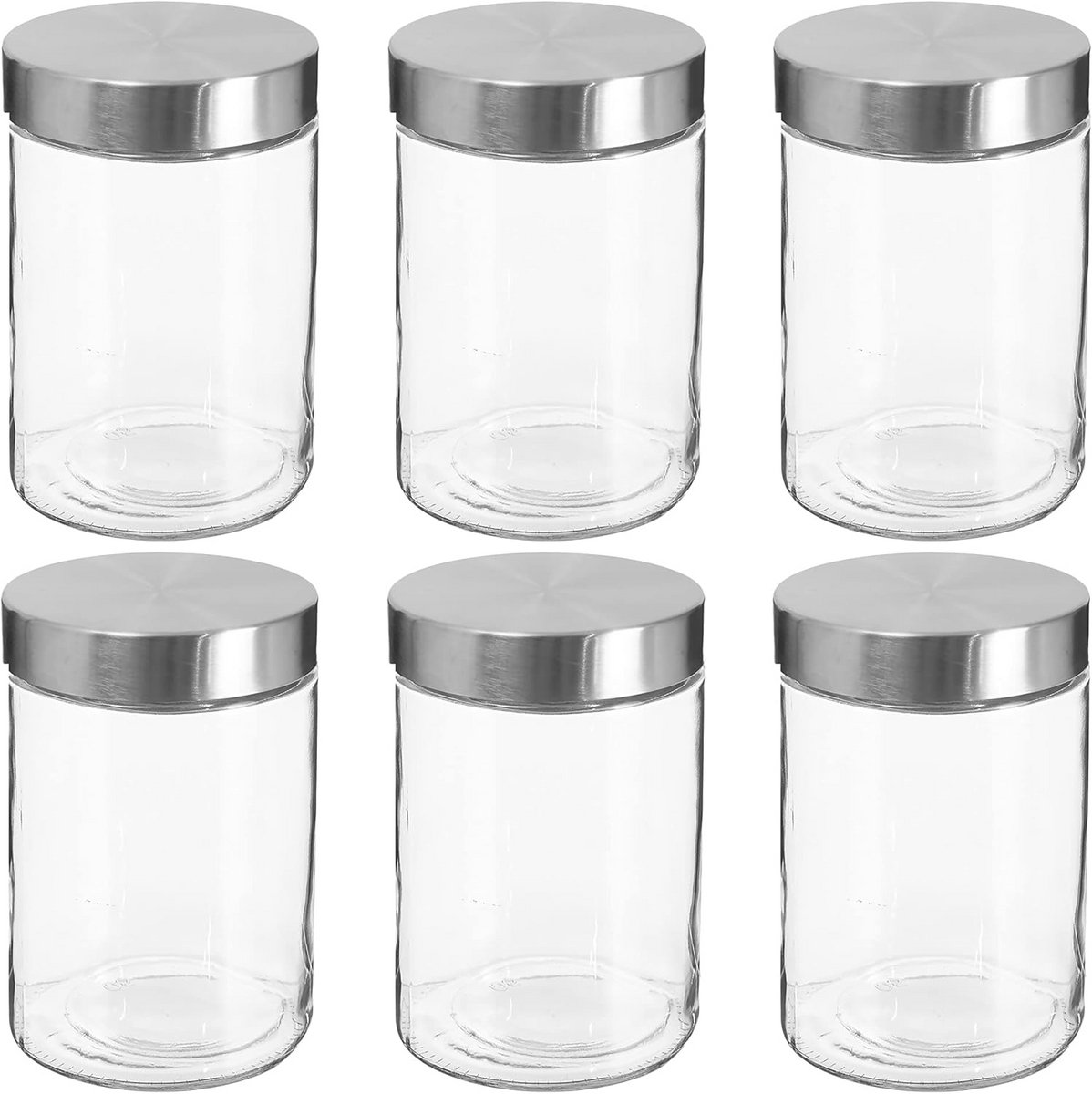 Set van 6 Glazen Bewaarpotten met Luchtdichte Deksel 1,2 Liter