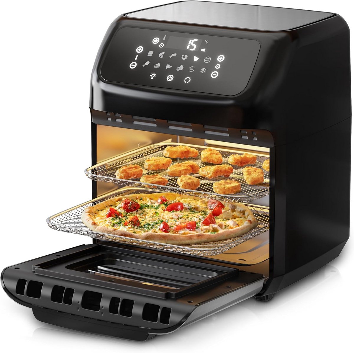 Luchtfriteuse 4-in-1 met 12 programma's: Oven, Grill en Drogen