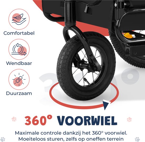 JC Pets Hondenfietskar – Opvouwbare Hondenkar 3 in 1 – Fietskar Hond Jogger Buggy – Tot 50 KG – Inclusief Beschermhoes en Veiligheidsslot – Voor Kleine Middelgrote en Grote Honden