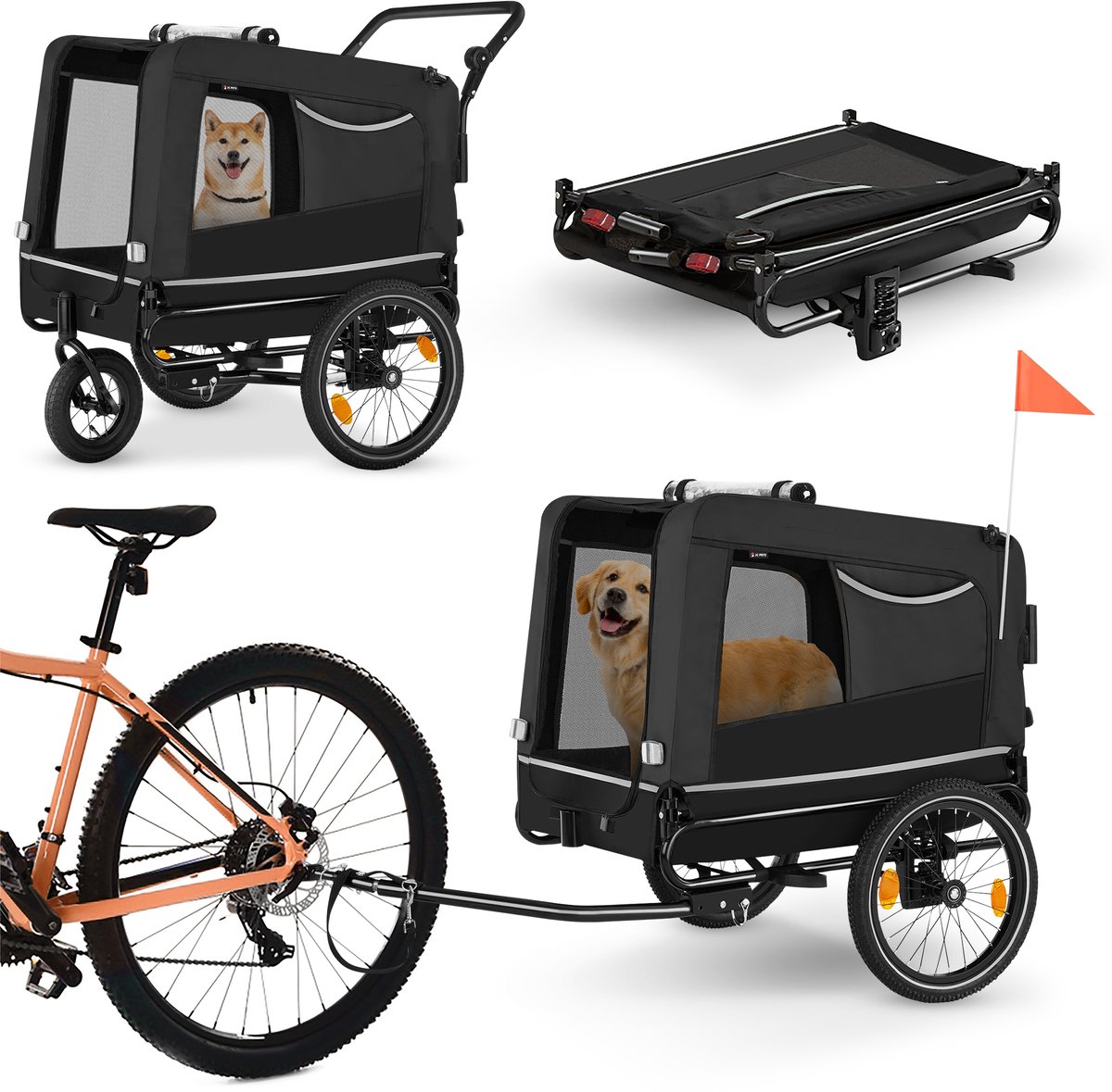 JC Pets Hondenfietskar 3 in 1