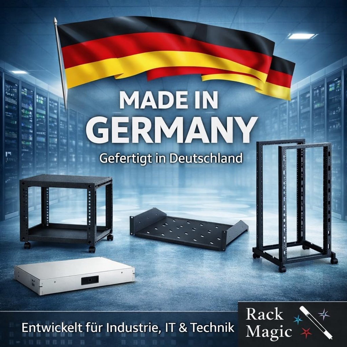 Open 19 inch Rackstandaard voor Zware Apparatuur - Zwart