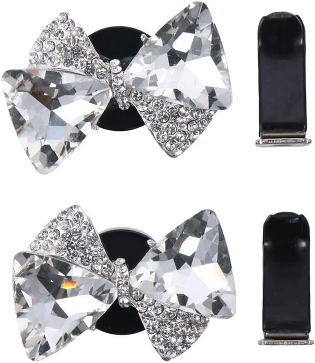 2x Strass Strik Luchtverfrisser Clips Auto Ventilatie Decoratie Wit