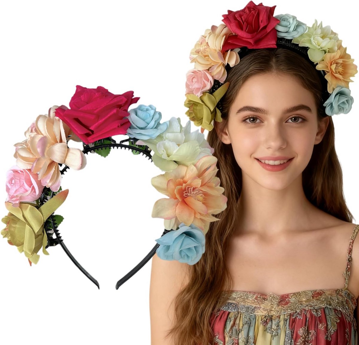 Bloemen Haarband Dirndl Stijl - Feestelijk Kostuum Accessoire voor Carnaval en Feesten